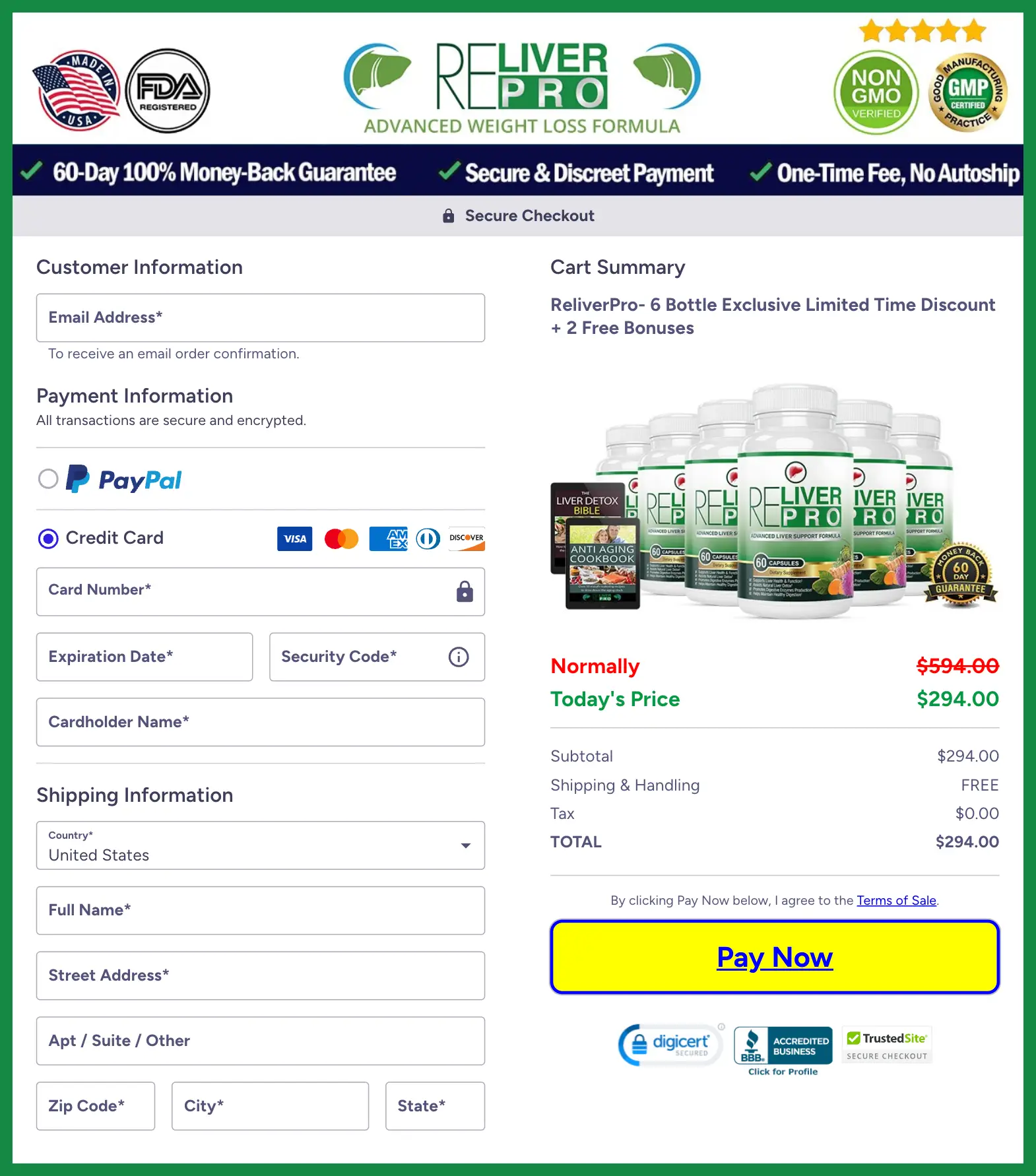 Reliver Pro Official Website Secure Order Page